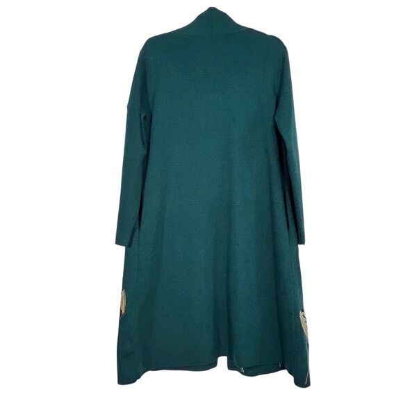 Soft Surroundings Floral Embroidered Duster Long Cardigan Wool Small Pockets - Picture 6 of 9